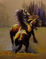 Wild stallions - 30x40 cm, pastels